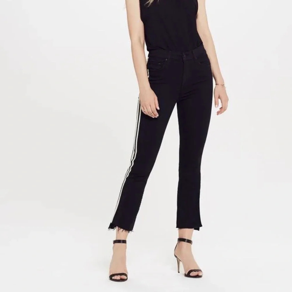 MOTHER Denim Insider Crop Step Fray Jeans Guilty Racer Black Casual Women’s 28 - Picture 2 of 14